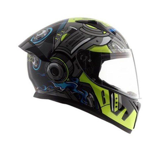Vega Bolt Superhero Black Neon Yellow Helmet