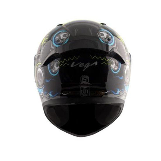 Vega Bolt Superhero Black Neon Yellow Helmet